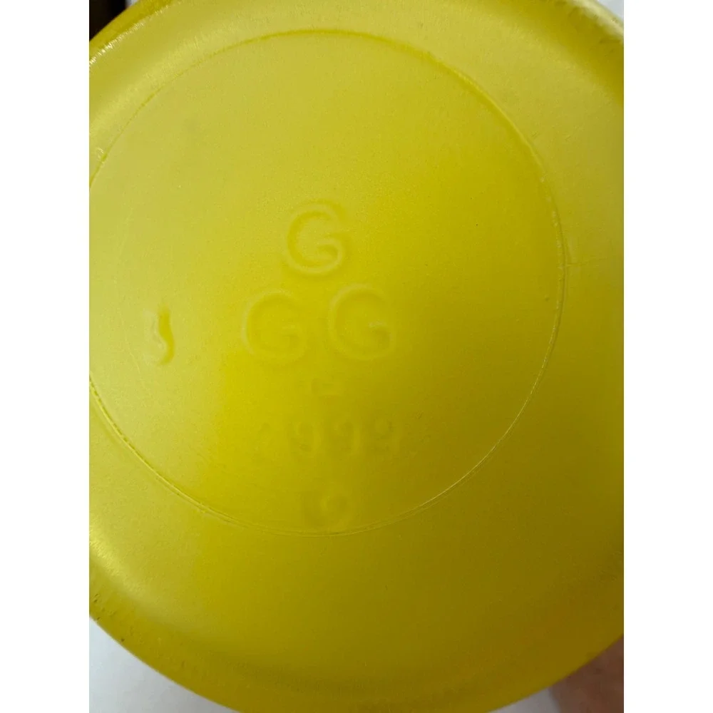 Vintage GGG Frosted Yellow Glass Paneled Vase Flared Rim 8